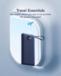 VRURC Portable Charger, Built in 4 Cables & Lanyard Power Bank 10000mAh Navy