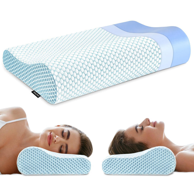 Memory Foam Bed Pillow for Sleeping, Ergonomic Cervical Contour Neck Support Ort