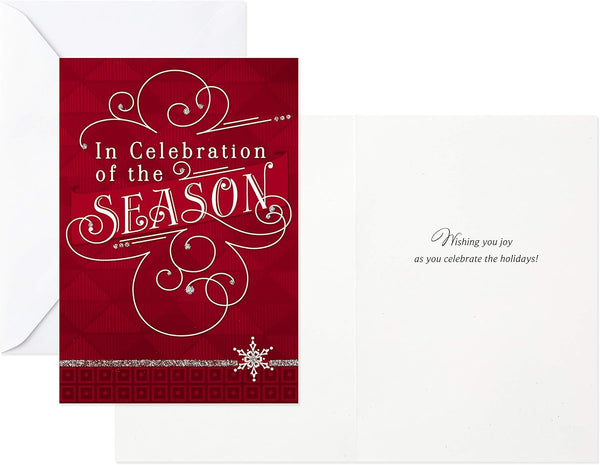 Hallmark Image Arts Christmas Boxed Cards Assortment, Elegant Lettering (4 Designs, 24 Cards with Envelopes) Red and Green Elegant Lettering