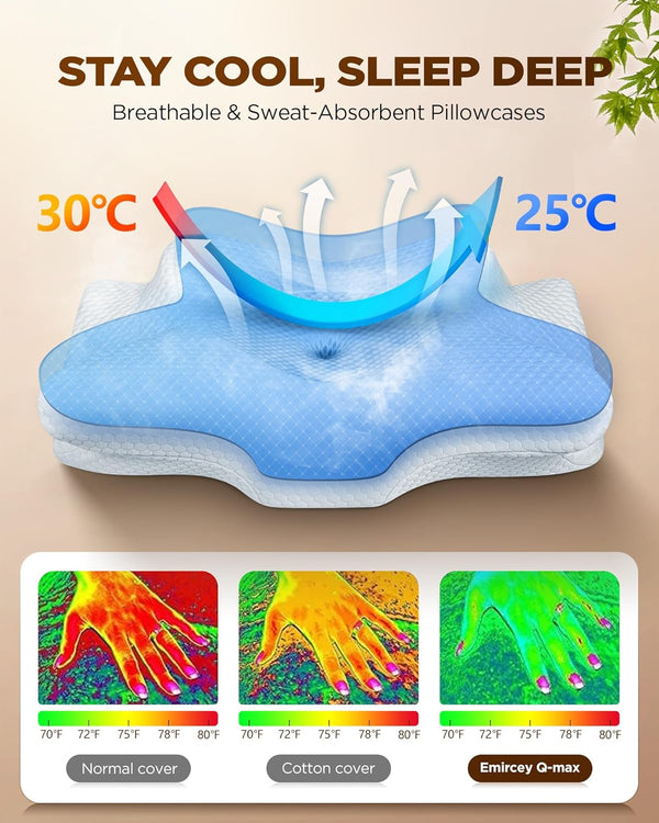 Dream without Pain Cervical Neck Pillow for Sleeping, Ergonomic Side Sleeper Pillows for Adults, Cooling Orthopedic Pillow for Neck Relief