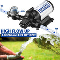 Water Pressure Diaphragm Pump Industrial 115V 4 GPM 45 PSI, Self Priming Water Booster Pump with Power Plug, Fittings Strainer Filter for Kitchen