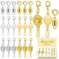 18 Pcs 3 Styles Magnetic Necklace Clasps and Closures, Rose Round Cylindrical Jewelry Magnetic Clasp Connector Locking Magnetic Clasp Bracelet