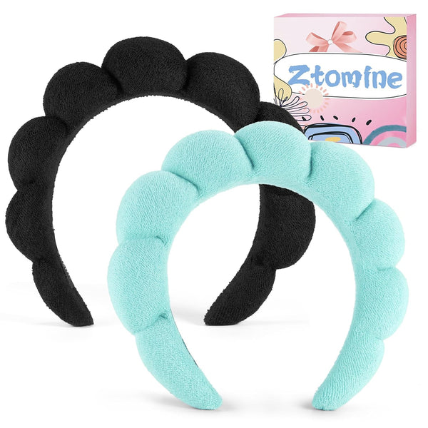 Spa Headbands for Washing Face or Facial, Set of 2 Skincare Headbands, Terry Cloth Headband Wash Combo Pack - Puffy Makeup Washing, Mask, Skin