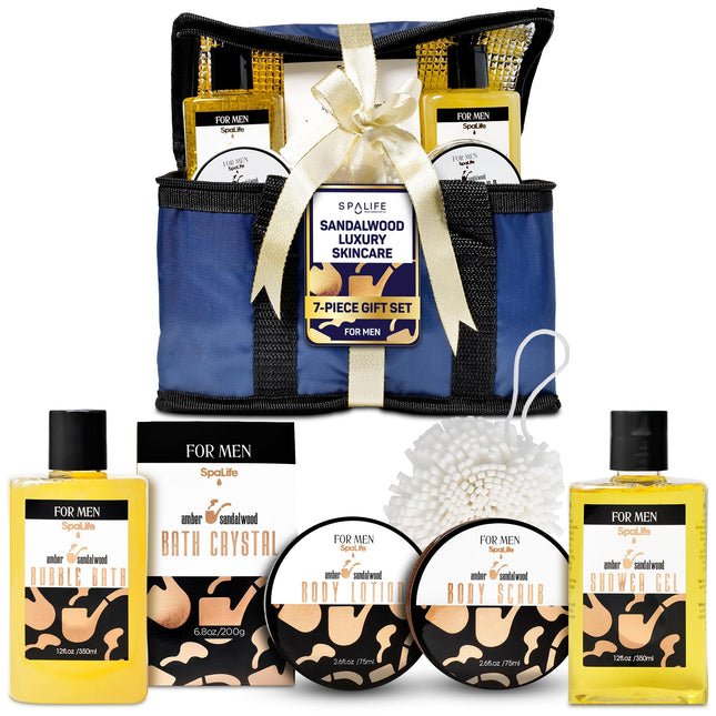 Spalife Men'S Sandalwood Luxury Spa Skincare Set - Complete Care Kit for Rugged 