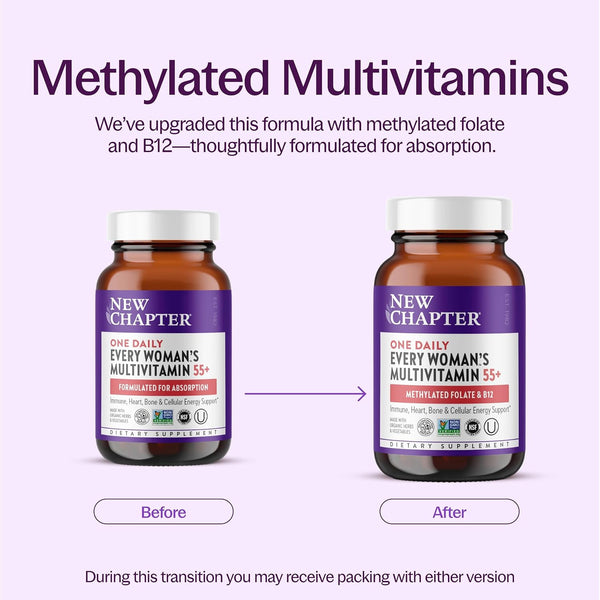 New Chapter Women'S Multivitamin 50 plus for Cellular Energy, Heart & Immune Support with 20+ Nutrients + Astaxanthin - Every Woman'S One Daily