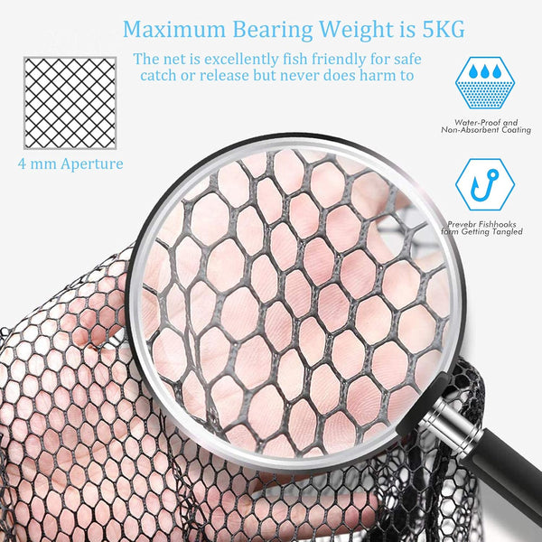 Fishing Landing Net with Aluminum Telescoping Pole 75" Long Handle,Rubber Coated Nylon Mesh,For
