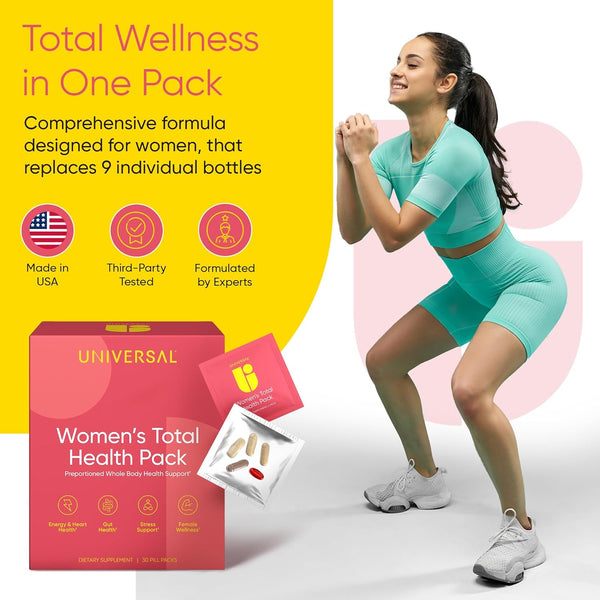 Women'S Total Health Daily Vitamin Packs - All in One Multivitamin for Women, Essential Vitamins & Minerals for Energy, Stress, Digestion & Gut
