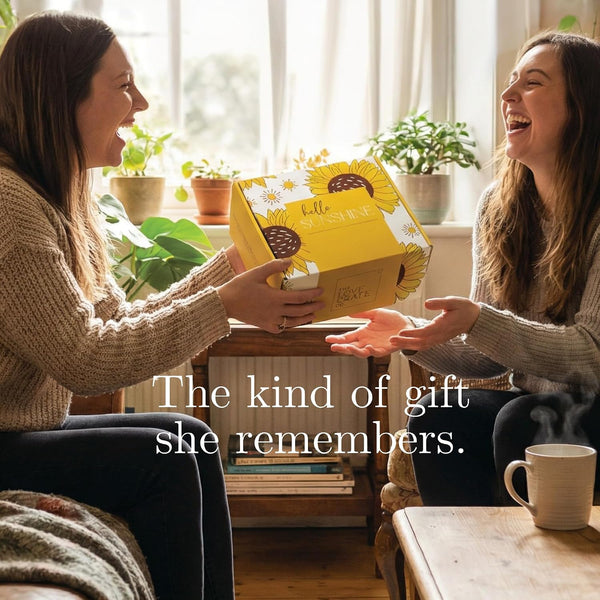 The Love Crate Co Sunflower Gifts for Women, Sunshine Gift Box | 15-Piece Gift-Ready Care Package with Blanket, Glass Tumbler & Spa Gifts for