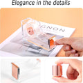 Famassi Rose Gold Desk Accessories，Office Supplies Set Acrylic Stapler Set Staple Remover, Tape Holder, 2 Ballpoint Pen, Scissor, Binder/Paper