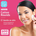 Simply Soft Premium Cotton Rounds, 100% Pure Cotton, Absorbent Cotton Pads, 100 Count (Pack of 6)