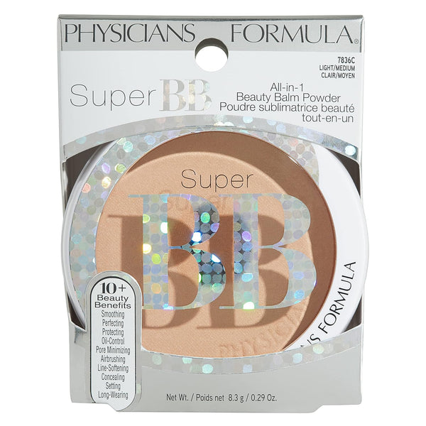 Physicians Formula Super BB Cream All-in-1 Beauty Balm Powder Light/Medium | Dermatologist Tested, Clinicially Tested