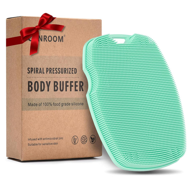 Canroom Zinc Infused Silicone Body Scrubber, Quick-Dry Bath Brush Green