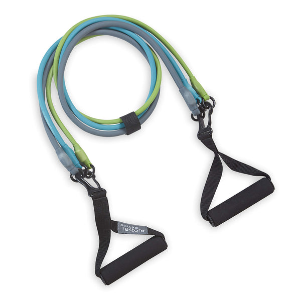 Gaiam 3-In-1 Resistance Band Kit with Comfort-Grip Handles and Interchangeable Strength Bands for High Intensity Training