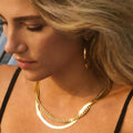 CHESKY Gold Necklace for Women-14K Plated Sterling Silver Snake Chain Necklace Dainty Simple Chunky Herringbone Necklace Choker Necklaces Jewelry