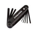 Steelman Portable Folding Hex Key Wrench Metric Multi-Tool, Set Includes 1.5, 2, 2.5, 3, 4, 5, 6, and 8mm Sizes, Chamfered Ends, Steel,