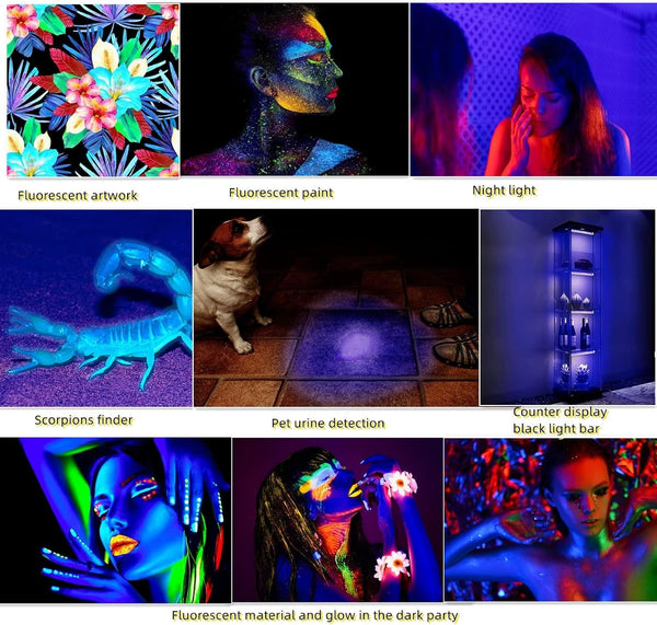 Black Light Bar 10W 1ft LED Blacklight for Fluorescent Tapestry Poster Body Paint Glow Party UV Strip Lights for Cabinet and Display Magnetic