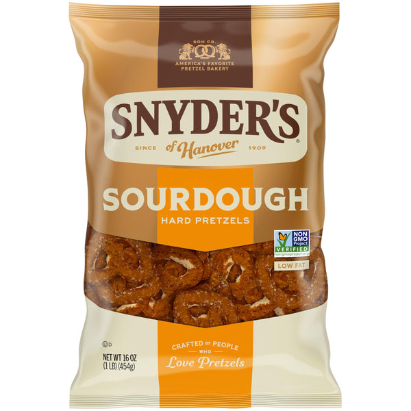 Snyder's of Hanover Sourdough Hard Pretzels, 16 Oz Bag 16 Ounce (Pack of 1)
