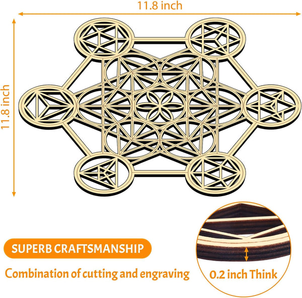 Bnesi 11.8" Metatron's Cube Wall Decor Sacred Geometry Wall Art,Crystal Grid Sacred Geometry Meditation Wall Art Decor (Metatron's Cube) | Laser