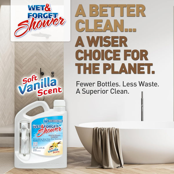 Wet & Forget Shower Cleaner Spray Multi-Surface Weekly Application Requires No Scrubbing, Bleach-Free Formula, Ready to Use, Vanilla Scent, 3