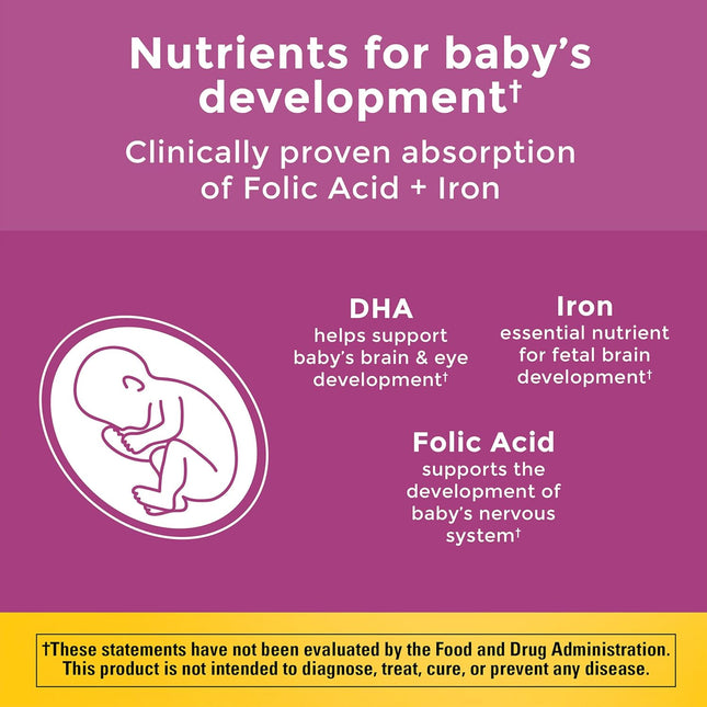 Nature Made Prenatal with Folic Acid + DHA, Prenatal Vitamin and Mineral Supplem