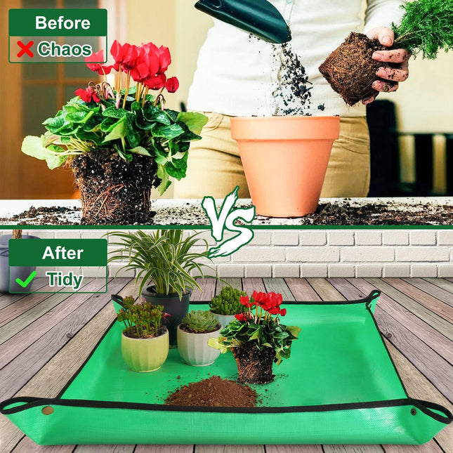 2 PCS 27 "X 27" Repotting Mat for Indoor Plant Transplanting and Mess Control Thickened Waterproof Potting Tray Foldable