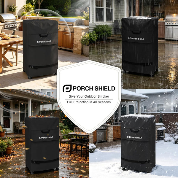 Porch Shield 30 Inch Electric Smoker Cover for Masterbuilt Smoker, Waterproof Heavy Duty Outdoor Smoker Grill Covers 20W X 18D X 33H Inch, Black
