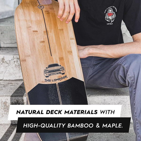 Magneto Longboards Bamboo Longboards for Cruising, Carving, Free-Style, Downhill and Dancing (Bamboo Drop & Fiberglass Through Longboard) Low Glider