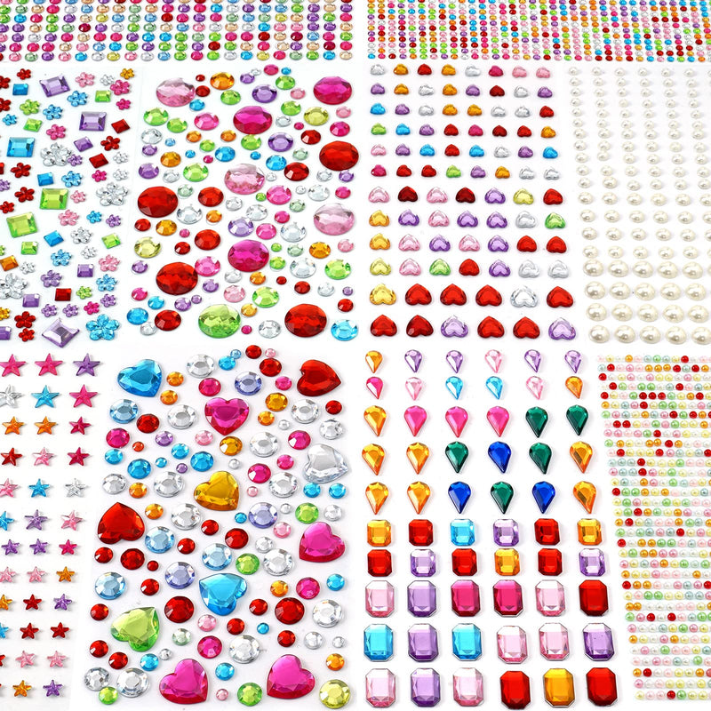2774Pcs Gem Stickers Jewels for Crafts - Self Adhesive Rhinestone Jewel Stickers, Stick on Gems Rhinestones for Crafts, Acrylic Bling Heart