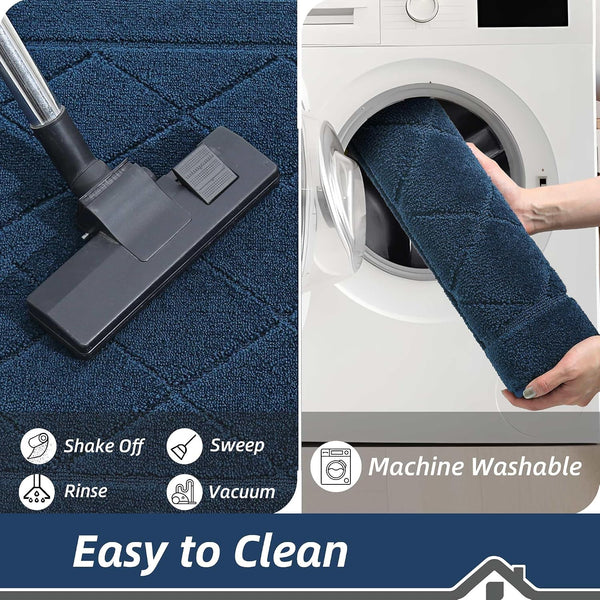 BEQHAUSE Dirt Trapper Door Mat 20" x 32", Doormat Non-Slip, Navy Blue | Entryway Rugs Washable, Dog Door Mat Stain Resistant and Absorbent Welcome
