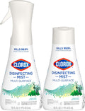 Clorox Disinfecting Mist, Eucalyptus Peppermint, Household Essentials, 1 Spray and 1 Refill, 16 Oz Each