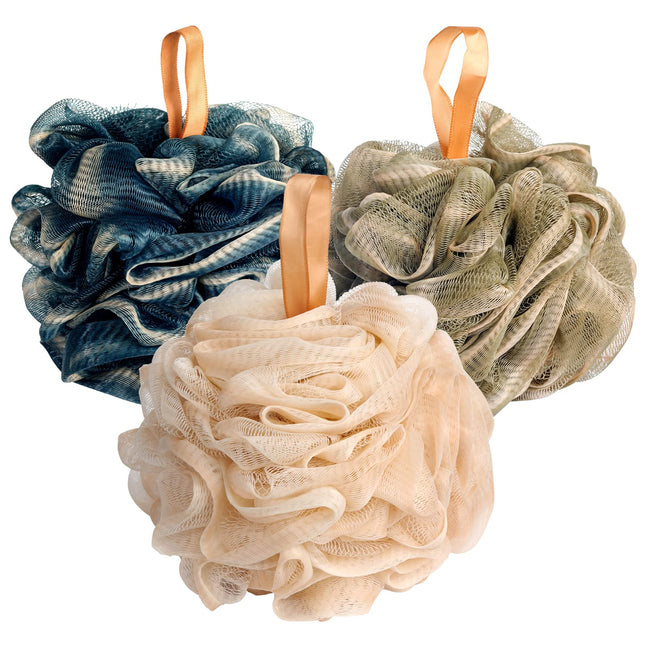 Fishent Bath Loofah Sponge, 3 Pack Loofahs Exfoliating Body Scrubber, 60G Soft M