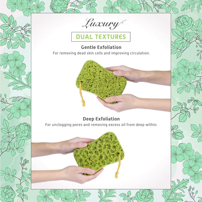 Spongentle Deep Cleansing Dual Texture Body Loofah Sponge, Vacuum Sealed, for Ba