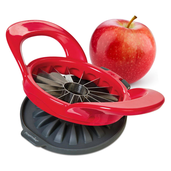 PrepWorks Apple Slicer and Corer, Attached Safety Cover, Cuts 16 Thin Apple Slices, Red Red 16 Slice