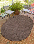 Unique Loom Outdoor Solid Collection Area Rug (3' 3" X 5' 3" Oval Light Brown/Ivory)