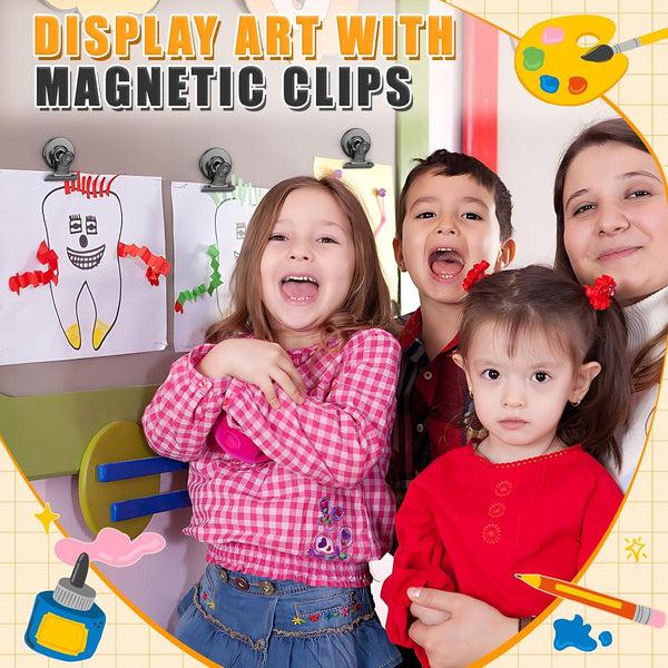Grtard 12 Pack Magnetic Clips, Fridge Magnets Refrigerator Magnets, Strong Magnetic Clips Heavy Duty, Whiteboard Magnet Clip for Office Home