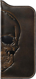 House of Jack Co. Skull Grommet Long Bifold Wallet for Men, Add Your Chain Biker Wallet, Full Grain Cowhide Leather Wallet, Black