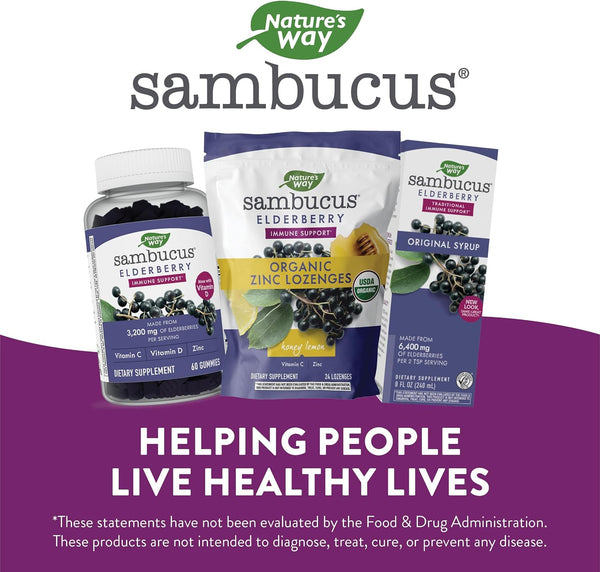 Nature's Way Sambucus Zinc Lozenges With Elderberry and Vitamin C, Honey Lemon Flavor, 24 Lozenges (3 Pack) 24 Count (Pack of 3)