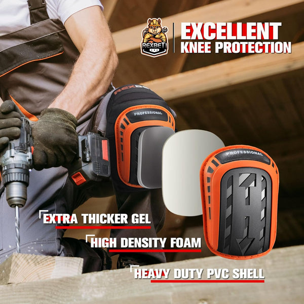 REXBETI Knee Pads for Work, Construction Knee Pads for Men, Heavy Duty Comfortable Anti-Slip Foam Gel Knee Pads for Gardening Flooring and