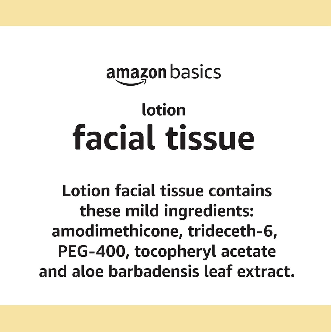 Amazon Basics Facial Tissue with Lotion, 2-Ply, 300 Count (4 Packs 75), (Packaging May Vary)