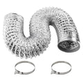 Funmit Dryer Vent Hose Kit - 4 In Diameter by 5 Ft Length - with 2 Stainless Steel Worm Clamp - Flexible Universal Aluminum Foil Non-Insulated -