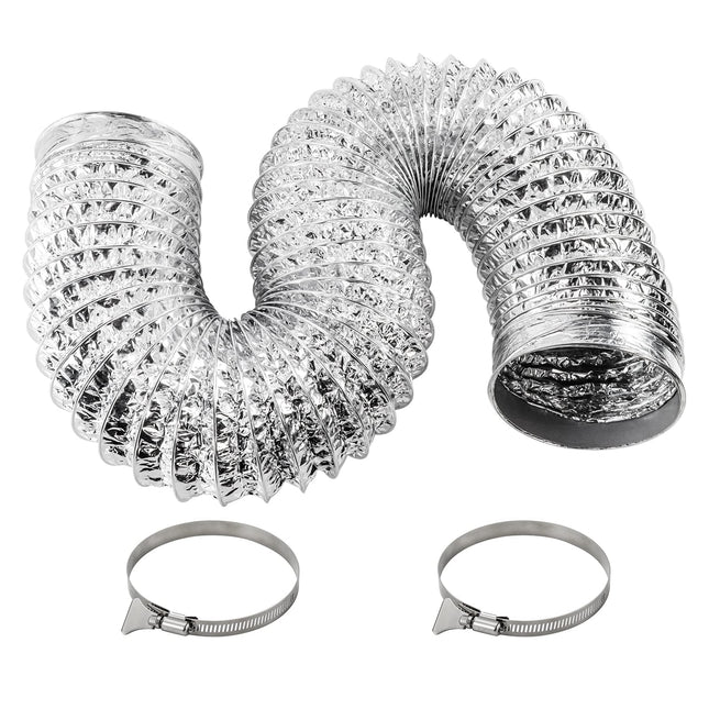 Funmit 4 Inch 10 Feet Flexible Adjustable Aluminum Dryer Vent Hose with 2 Metal Duct Clamp, PVC Tube Compatible with Mos