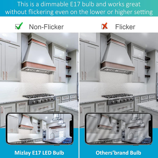 E17 LED Under Microwave Over Stove Light Bulb 125V Appliance 8206232A 40W Incandescent Equivalent, E17 Intermediate Base 3W Dimmable Light Bulb