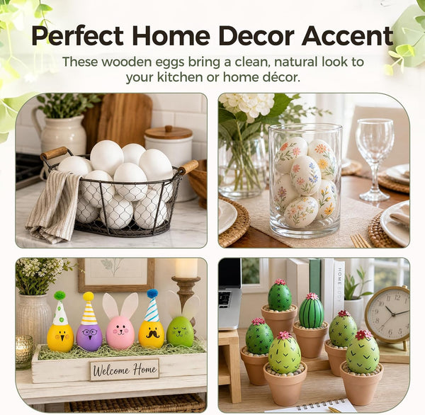 SallyFashion Wooden Fake Eggs, 9 PCS White Easter Eggs 9 White
