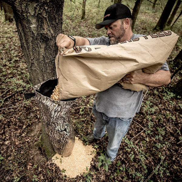 WILDGAME INNOVATIONS Treehugger 100 Lb Trubark HD Camo Gravity Bag Feeder Durable Lightweight Weatherproof Game Feeder for Hunting
