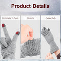 2 Pairs Women's Gloves for Cold Weather, Winter Touch Screen Gloves Women, Warm Fleece Lined Knit Gloves Black, Gray