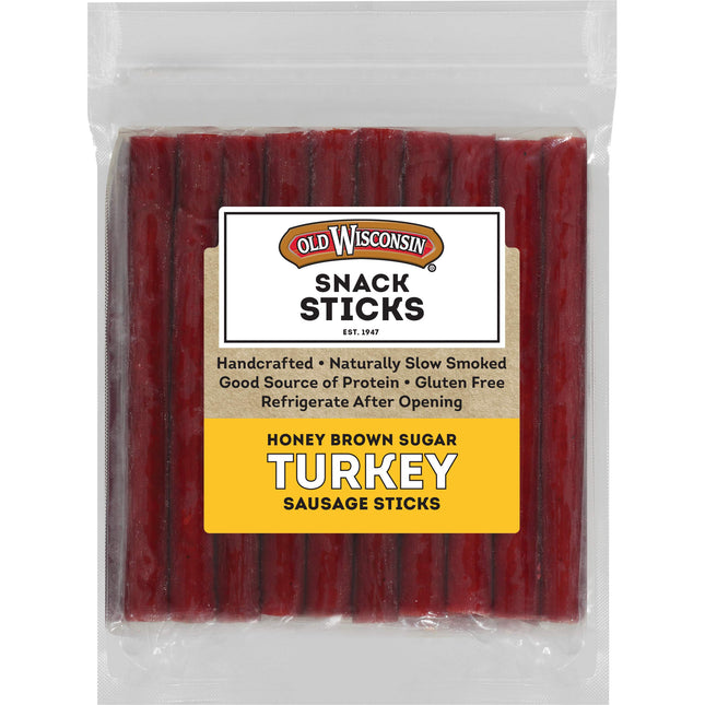 Old Wisconsin Honey Brown Sugar Turkey Sausage Snack Sticks, Naturally Smoked, R