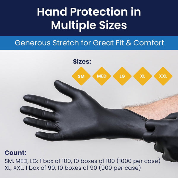 Adenna Dark Light 9 mil Nitrile Powder Free Exam Gloves (Black), Large - Box of 100 (DLG676) Large (Pack of 100)