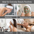 APPEARUS Cotton Terry Cloth Facial Headband 4 Pack White | Absorbent cotton terry with adjustable hook and loop band. Designed for estheticians,