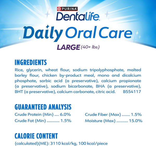 Purina DentaLife Made in USA Facilities Large Dog Dental Chews, Daily - 18 ct. Pouch 18 Count (Pack of 1)