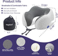 Napfun Neck Pillow for Traveling, Upgraded Travel Neck Pillow for Airplane 100% Pure Memory Foam Travel Pillow for Flight Headrest Sleep, Portable